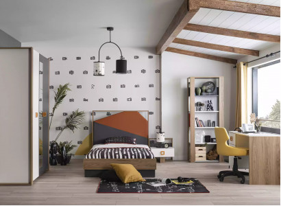 Bettrahmen Kinderzimmer Garnitur Bett Set Schreibtisch Grau 5tlg Holz